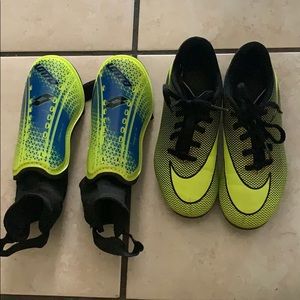 Youth Nike Cleats and Lotto Shin Guards